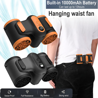 Portable Hanging Waist Fan With Recharge Battery Ultra Quiet Wearable Electric Fan Handheld Air Cond